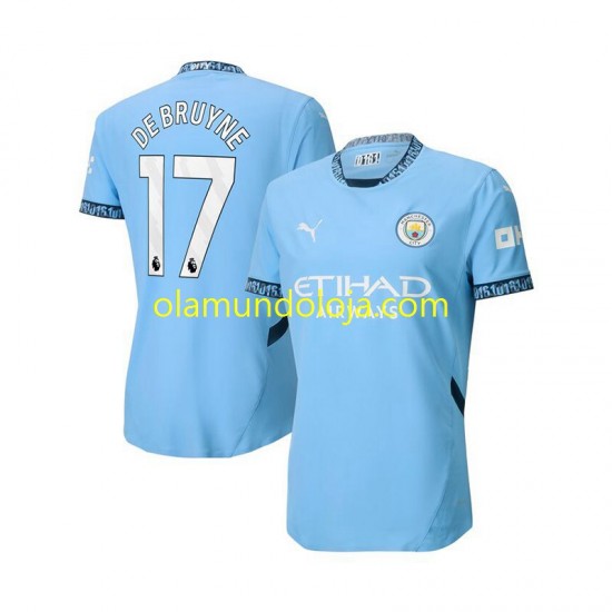Camisola Manchester City Kevin De Bruyne 17 Homem Equipamento Primeiro 2024-2025 Manga Curta